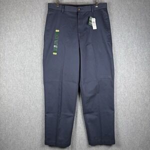 L.L.Bean Pants Mens 33x29 Navy Natural Fit Wrinkle Resistant Dress Chino Cotton
